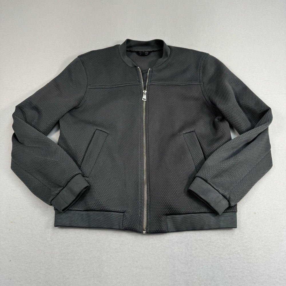 Topshop Textured Charcoal Bomber Jacket